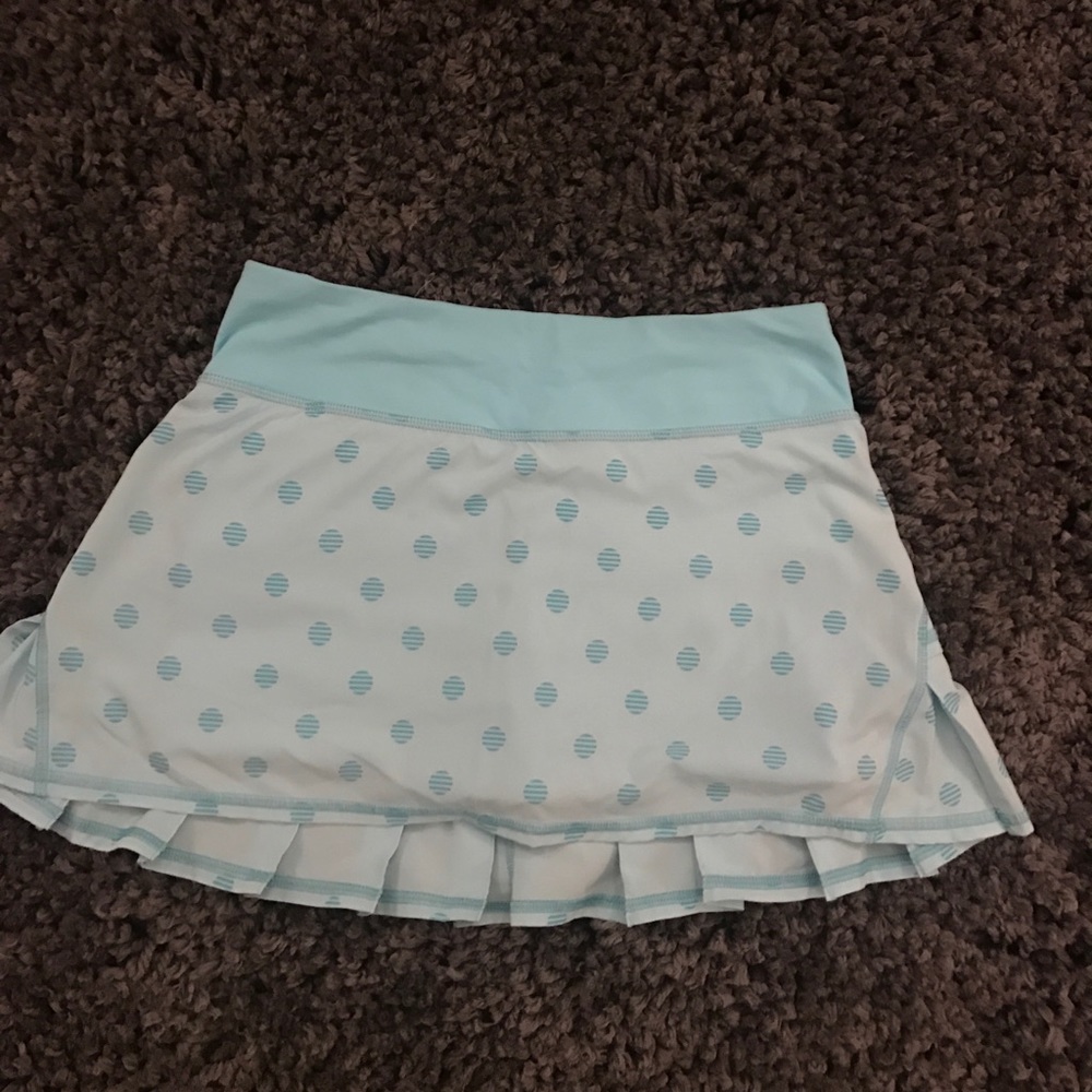 blue polka dot lululemon skirt